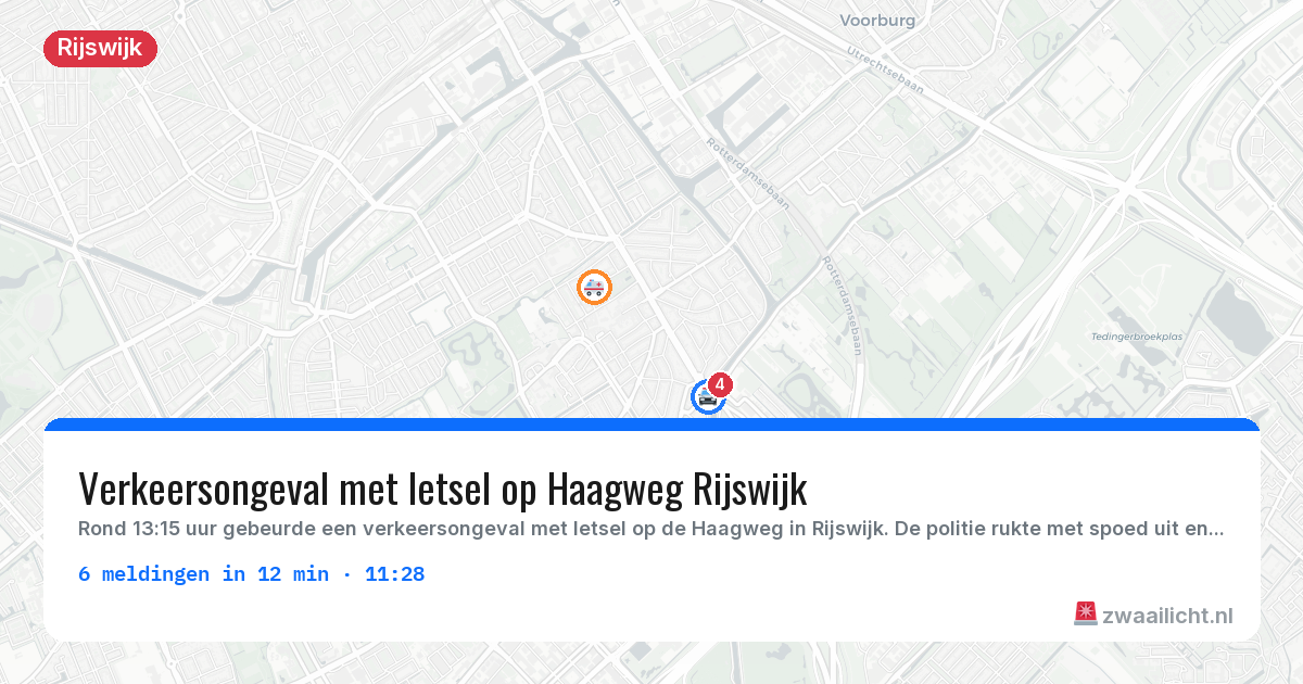Kaart van de activiteitspiek bij Rijswijk