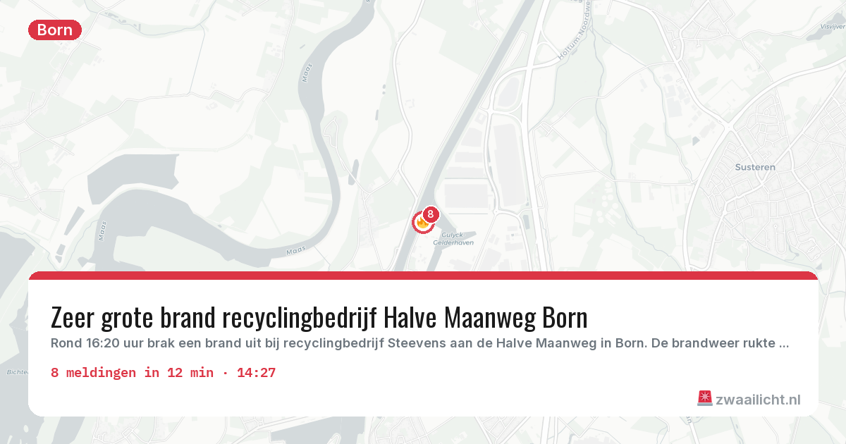 Kaart van de activiteitspiek bij Born