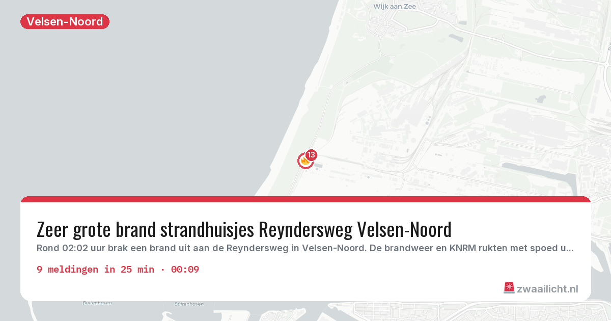 Kaart van de activiteitspiek bij Velsen-Noord