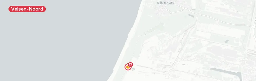 Kaart van Zeer grote brand strandhuisjes Reyndersweg Velsen-Noord