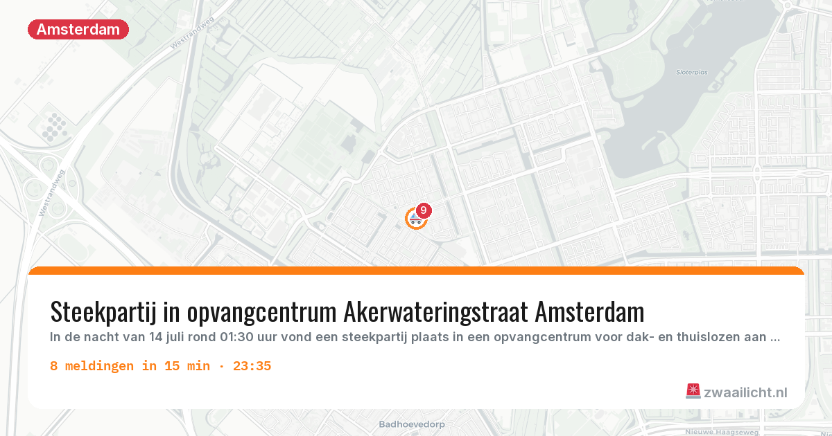 Kaart van de activiteitspiek bij Amsterdam