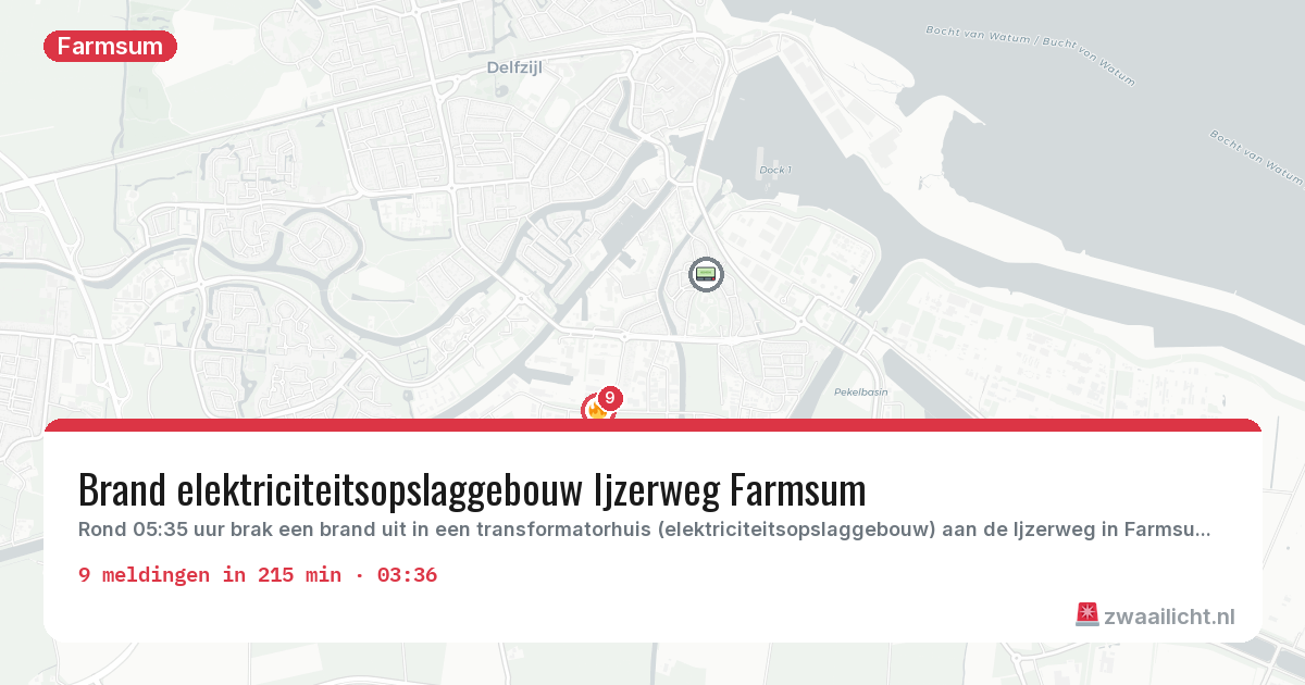 Kaart van de activiteitspiek bij Farmsum