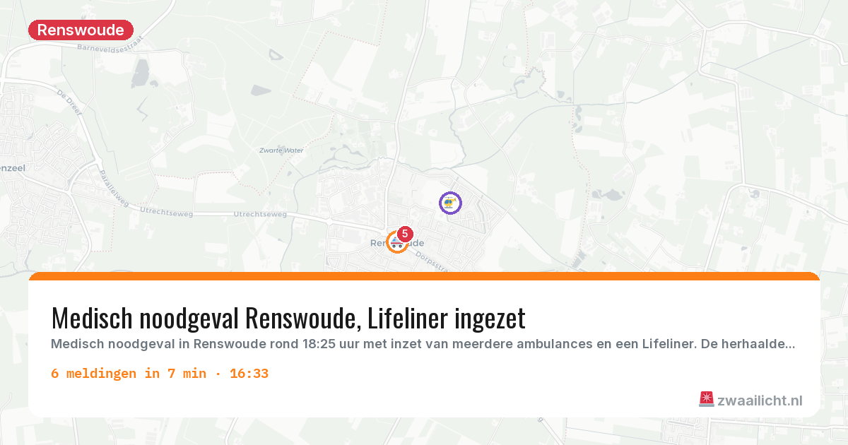 Kaart van de activiteitspiek bij Renswoude