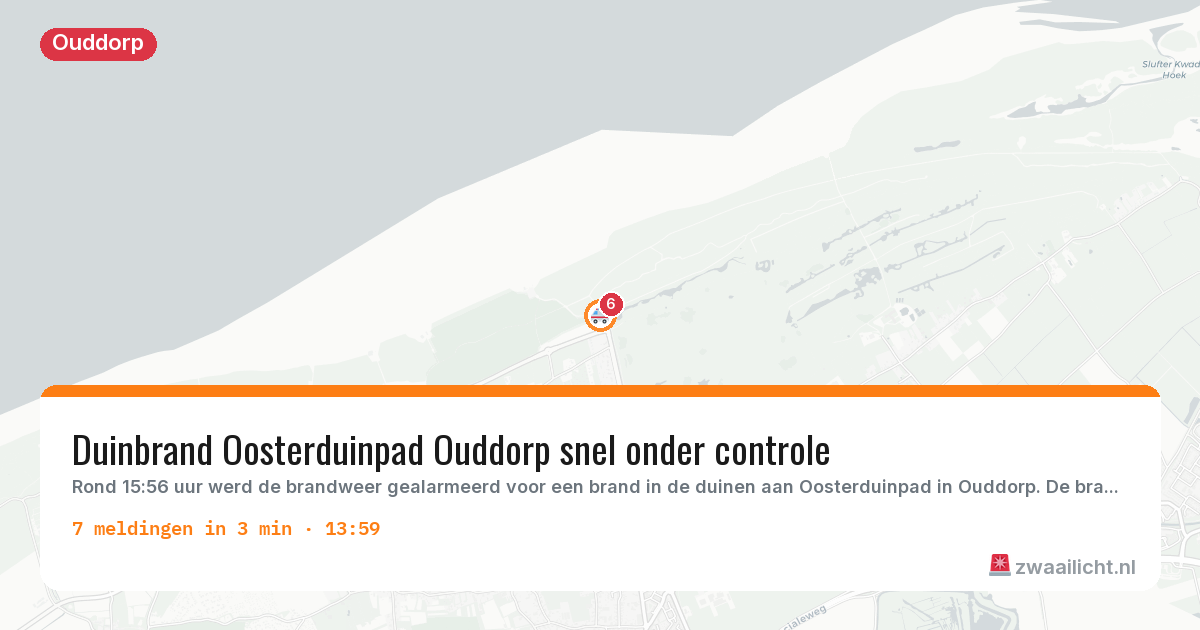 Kaart van de activiteitspiek bij Ouddorp
