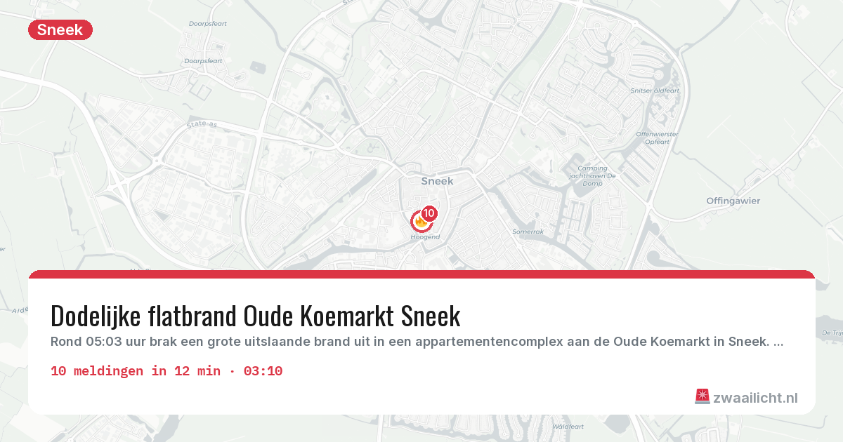 Kaart van de activiteitspiek bij Sneek