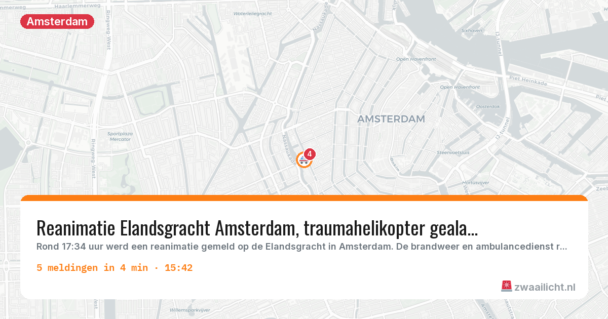 Kaart van de activiteitspiek bij Amsterdam