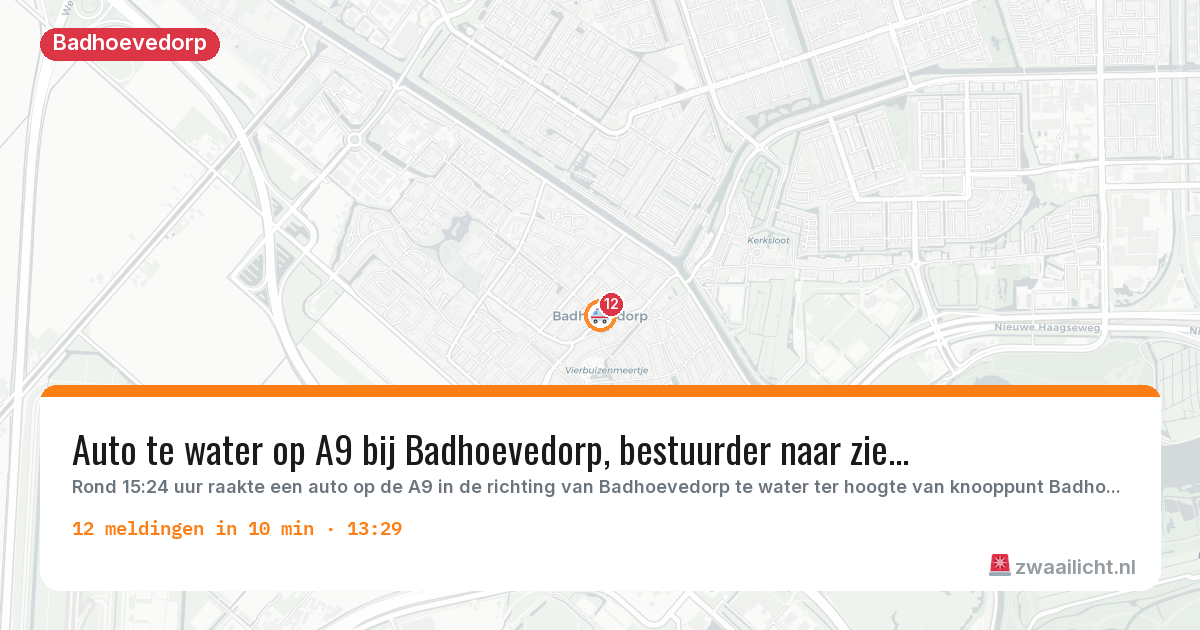 Kaart van de activiteitspiek bij Badhoevedorp