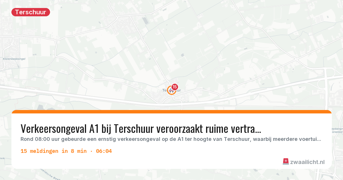 Kaart van de activiteitspiek bij Terschuur