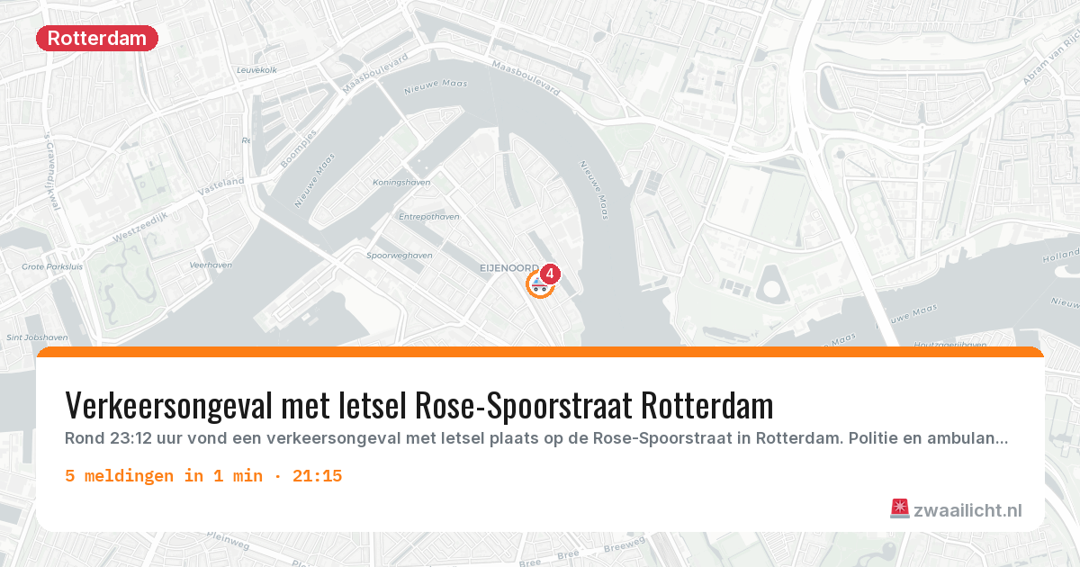 Kaart van de activiteitspiek bij Rotterdam