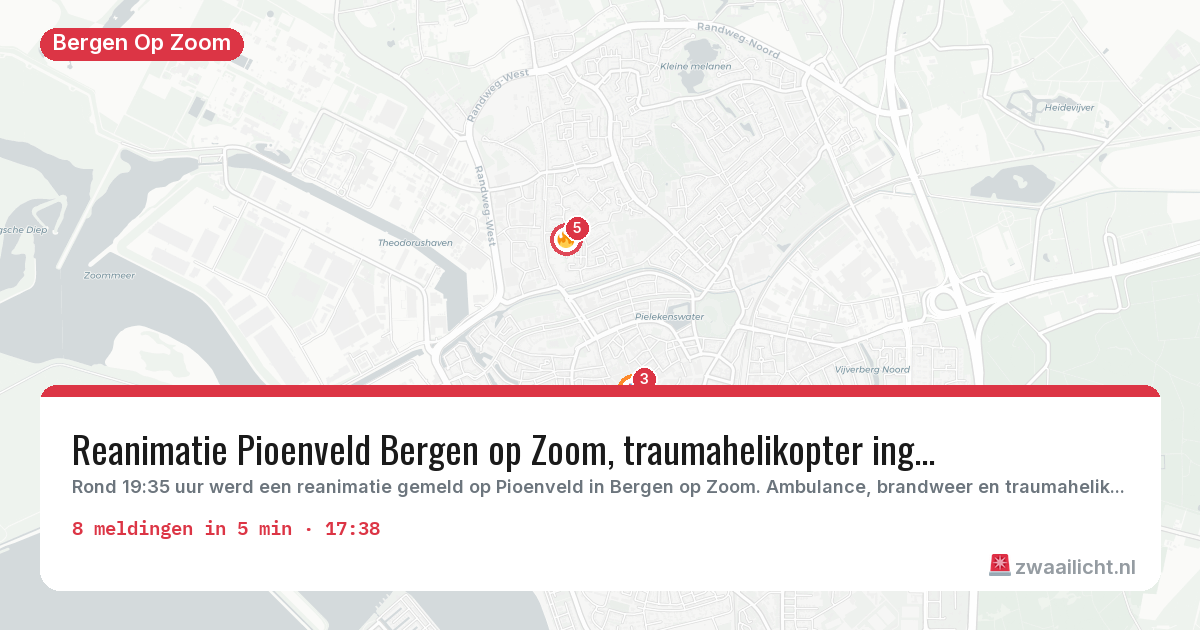 Kaart van de activiteitspiek bij Bergen Op Zoom