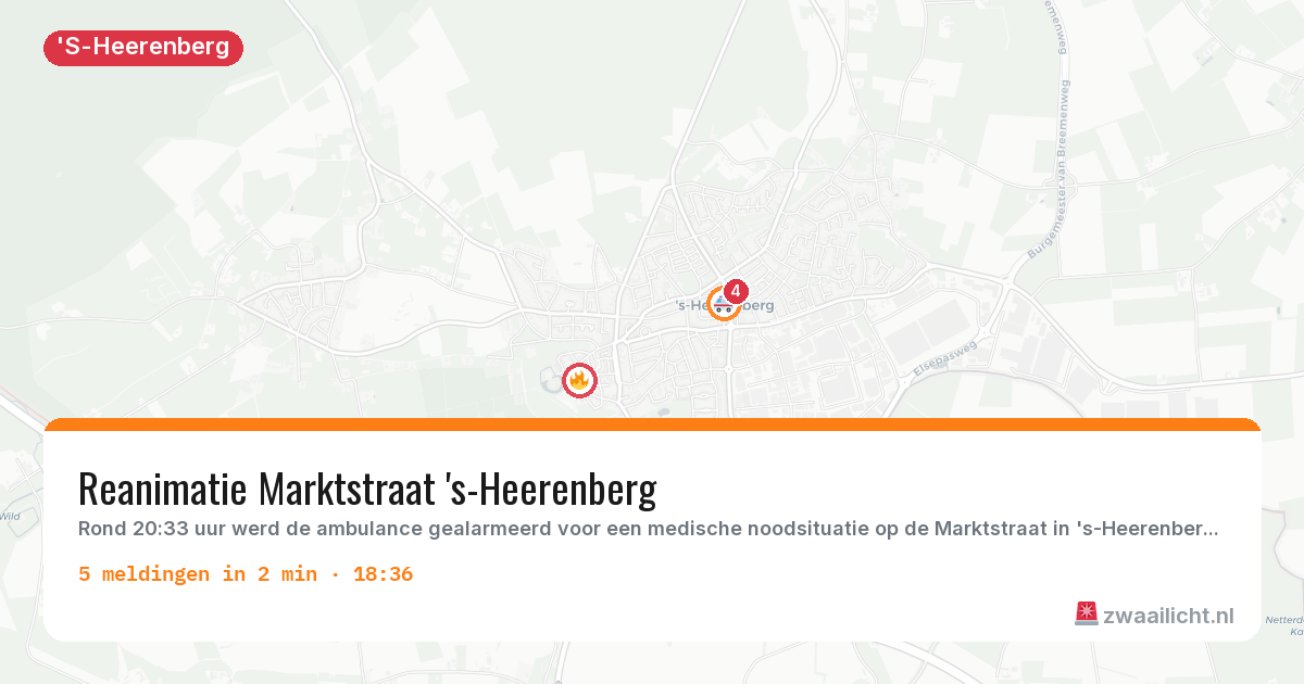 Kaart van de activiteitspiek bij 'S-Heerenberg