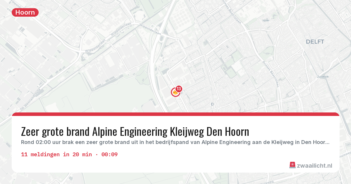 Kaart van de activiteitspiek bij Hoorn