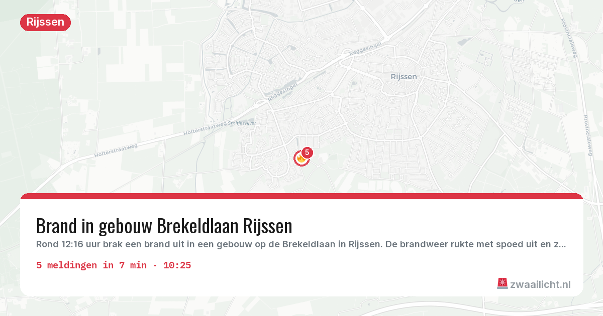 Kaart van de activiteitspiek bij Rijssen