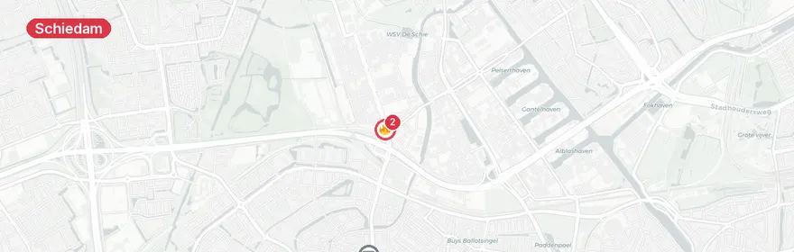 Kaart van Grote brand bloemenwinkel Rotterdamsedijk Schiedam