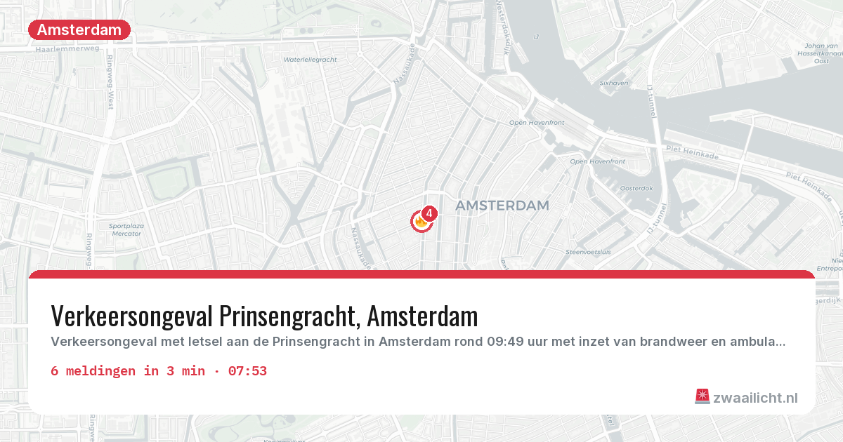 Kaart van de activiteitspiek bij Amsterdam