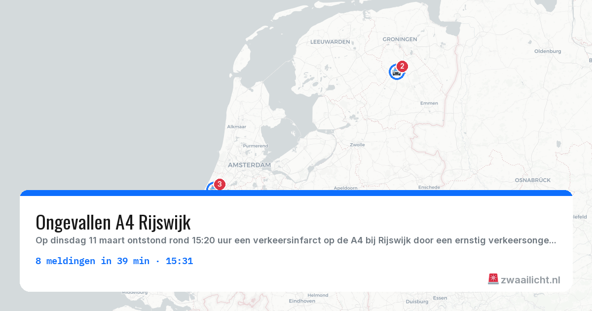 Kaart van de activiteitspiek bij Politie
