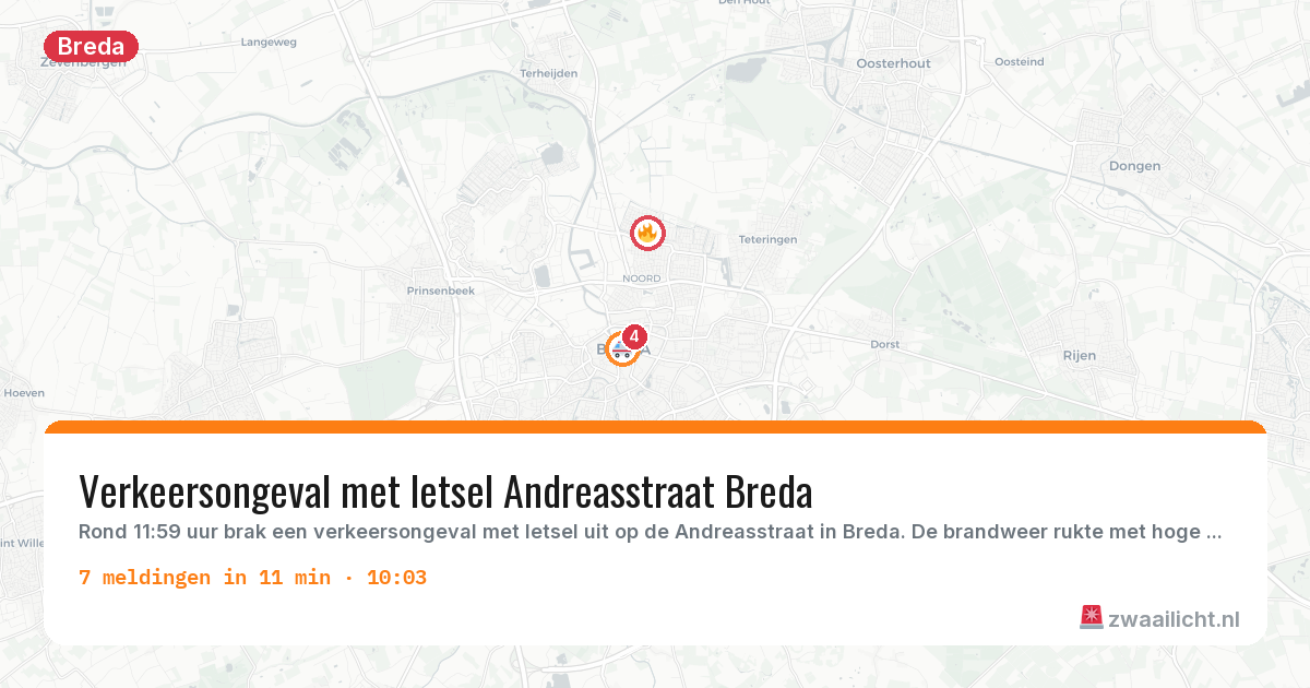 Kaart van de activiteitspiek bij Breda