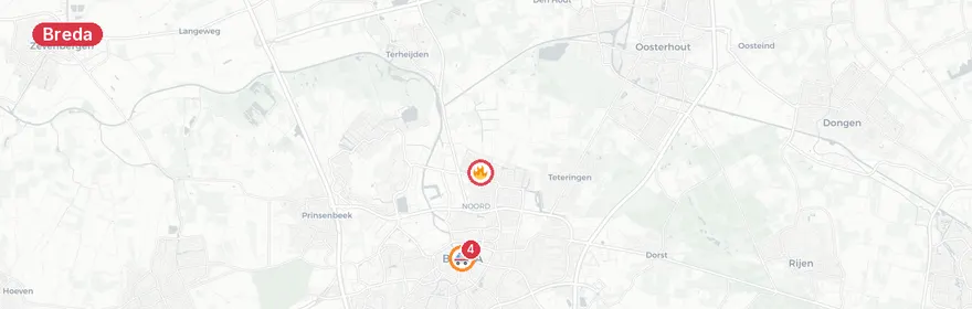 Kaart van Verkeersongeval met letsel Andreasstraat Breda