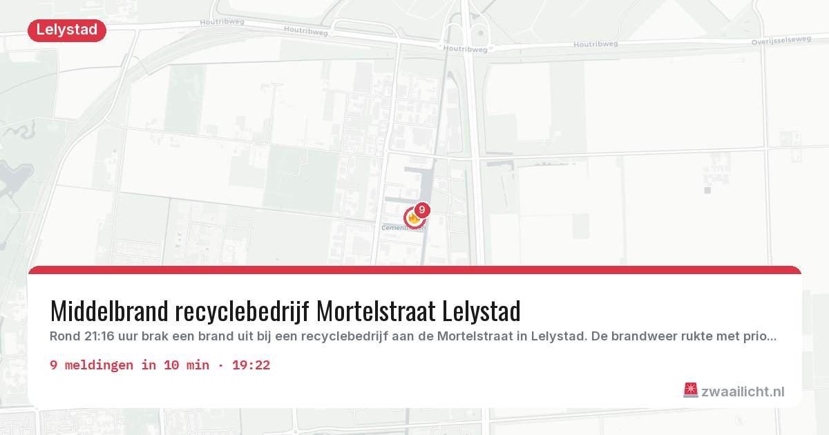 Kaart van de activiteitspiek bij Lelystad
