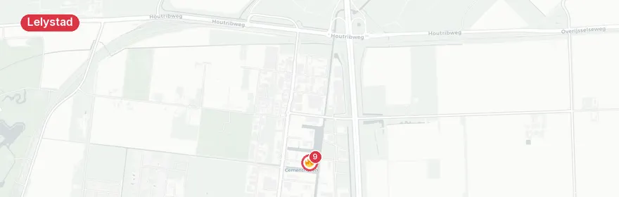 Kaart van Middelbrand recyclebedrijf Mortelstraat Lelystad