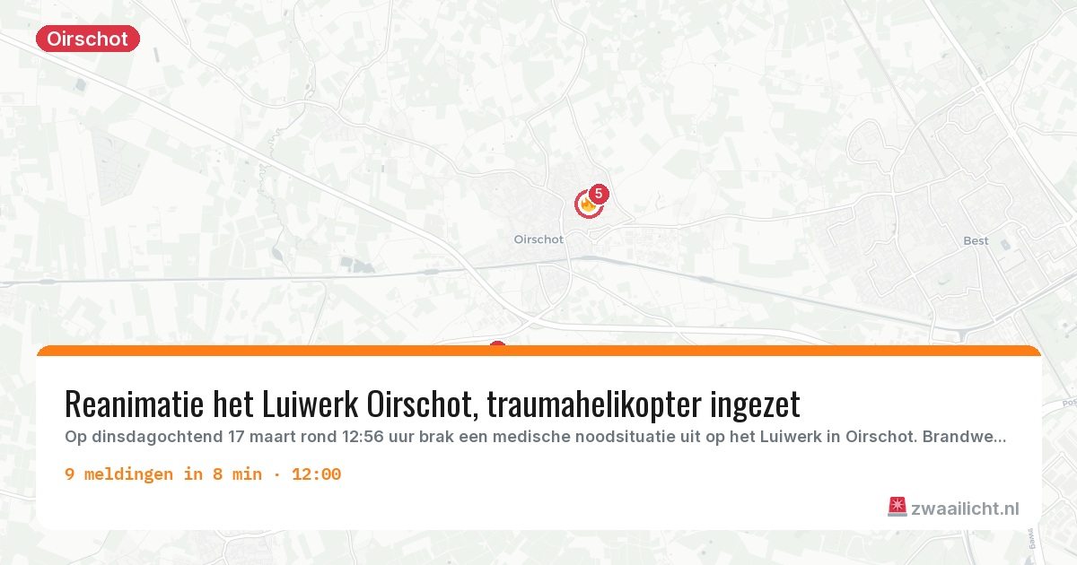 Kaart van de activiteitspiek bij Oirschot