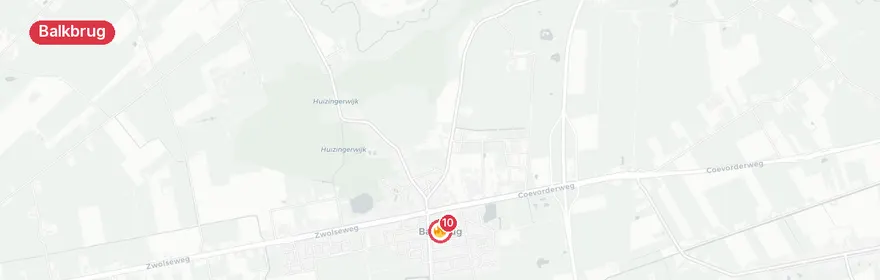 Kaart van Ernstig verkeersongeval N48 bij Balkbrug, weg afgesloten