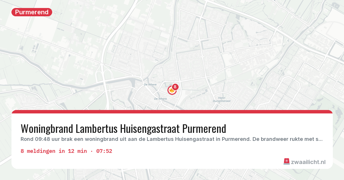Kaart van de activiteitspiek bij Purmerend