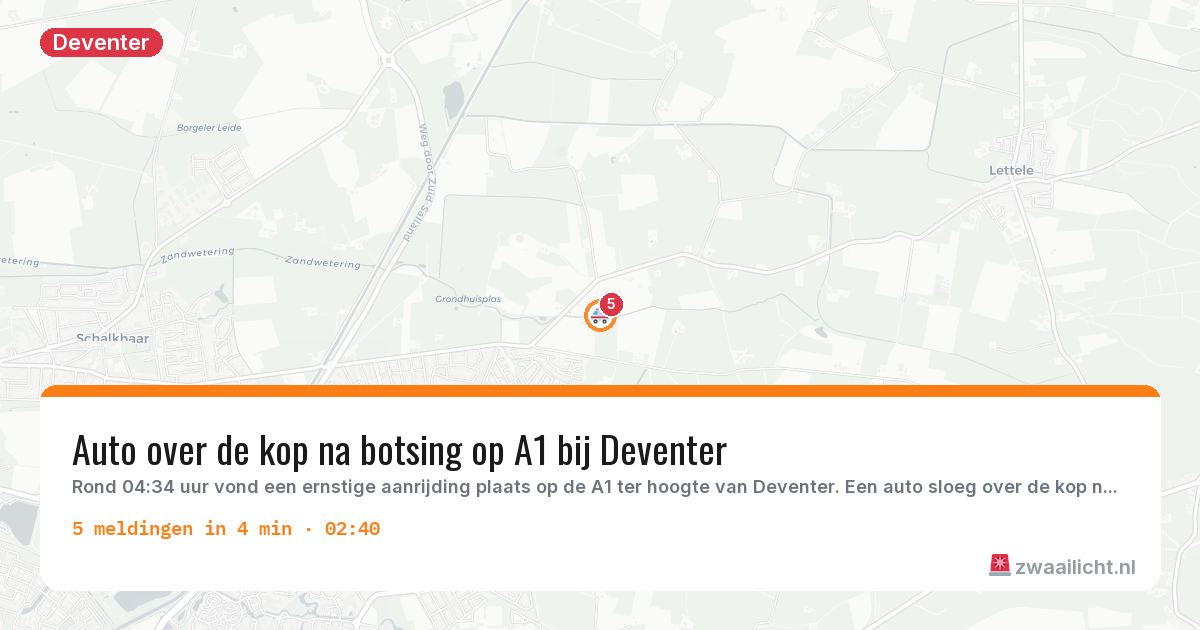 Kaart van de activiteitspiek bij Deventer