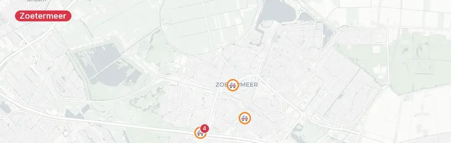 Kaart van Meerdere verkeersongevallen Zoetermeer