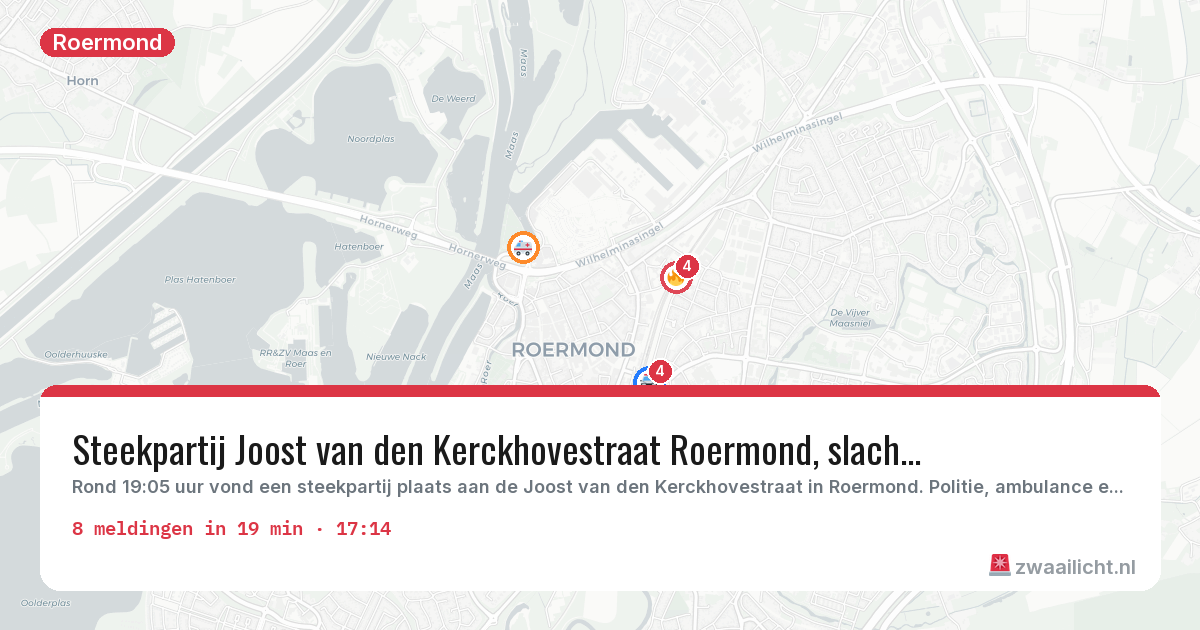 Kaart van de activiteitspiek bij Roermond