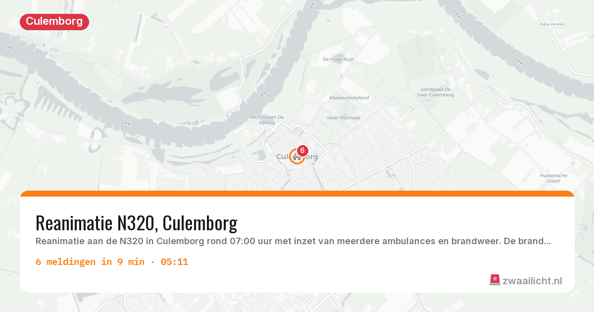 Kaart van de activiteitspiek bij Culemborg
