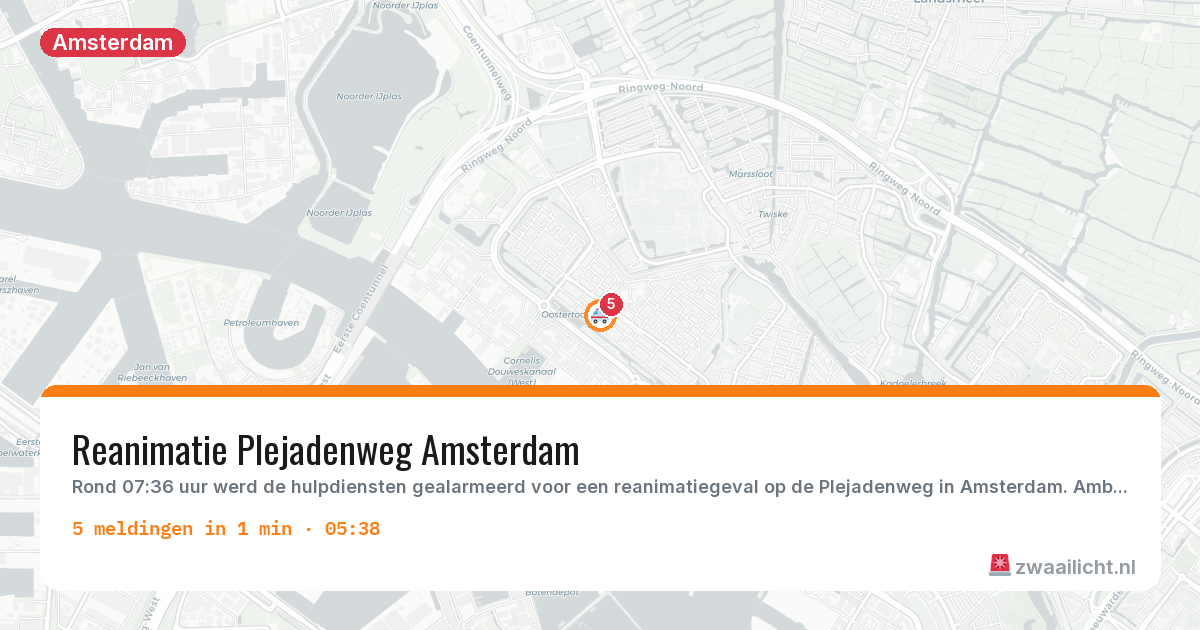 Kaart van de activiteitspiek bij Amsterdam