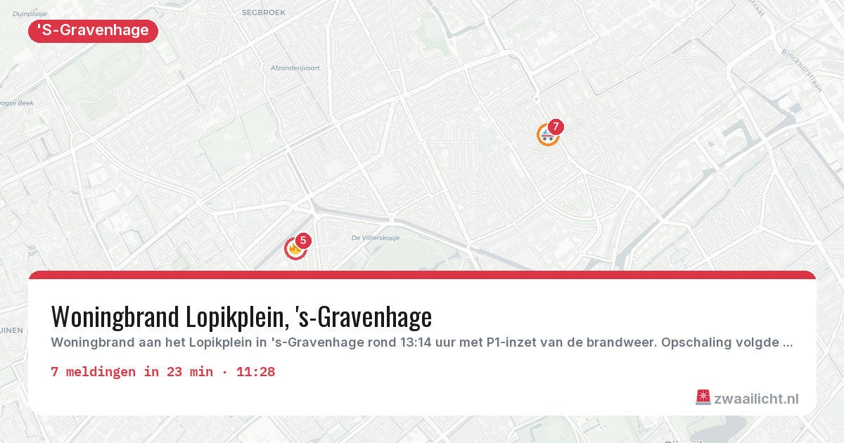 Kaart van de activiteitspiek bij 'S-Gravenhage
