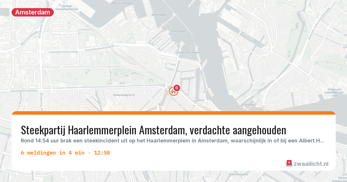 Kaart van de activiteitspiek bij Amsterdam