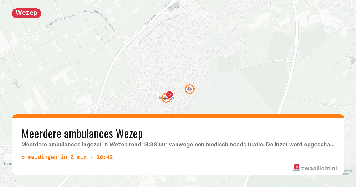 Kaart van de activiteitspiek bij Wezep