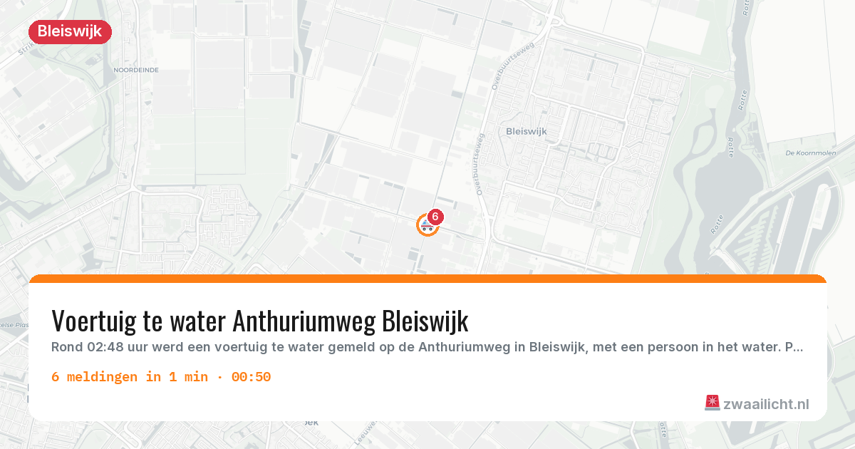 Kaart van de activiteitspiek bij Bleiswijk
