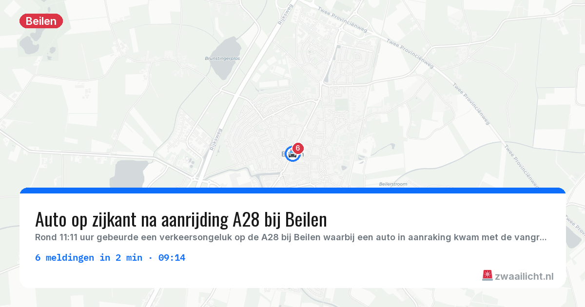 Kaart van de activiteitspiek bij Beilen
