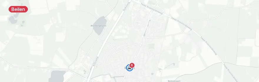 Kaart van Auto op zijkant na aanrijding A28 bij Beilen