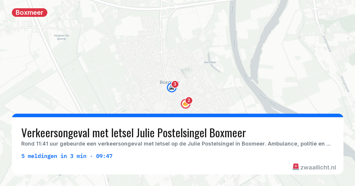 Kaart van de activiteitspiek bij Boxmeer