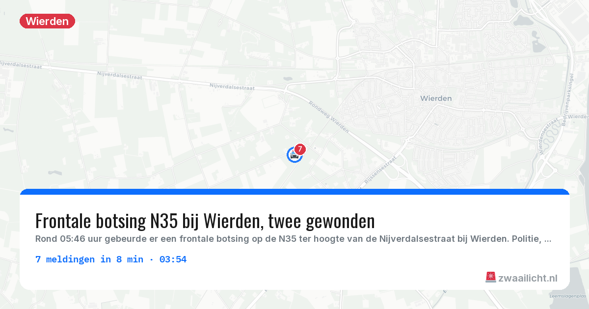 Kaart van de activiteitspiek bij Wierden