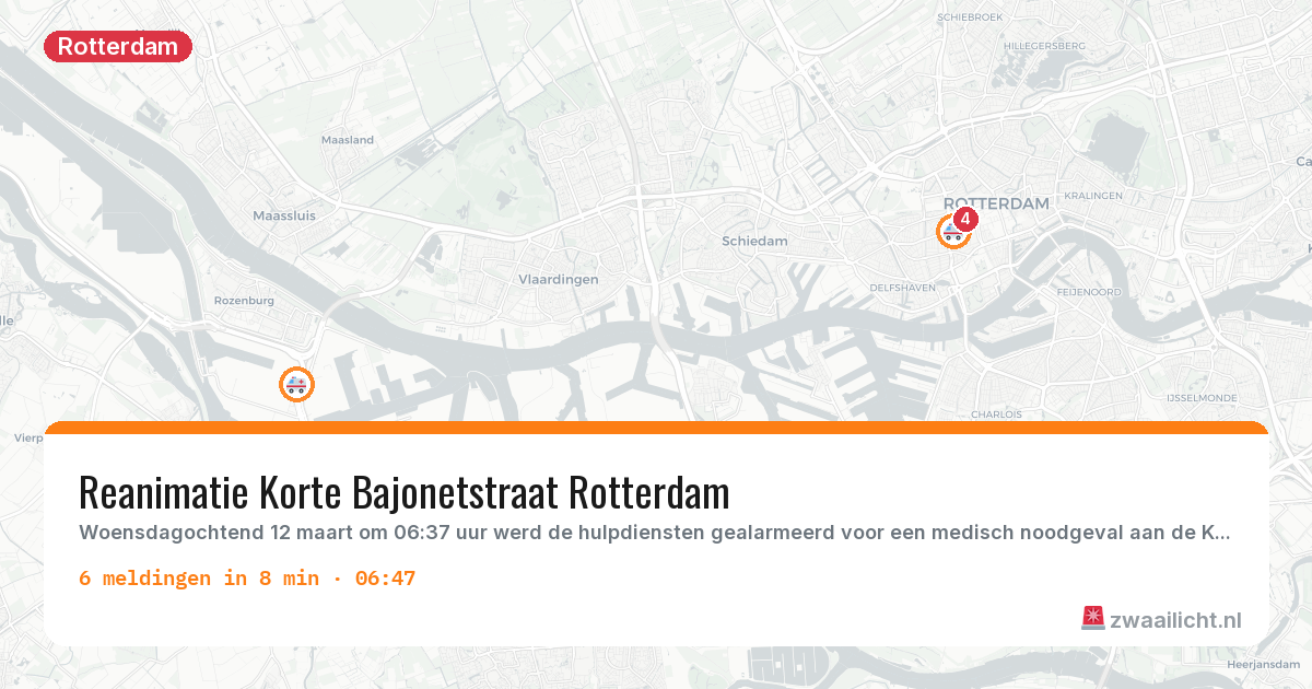 Kaart van de activiteitspiek bij Rotterdam
