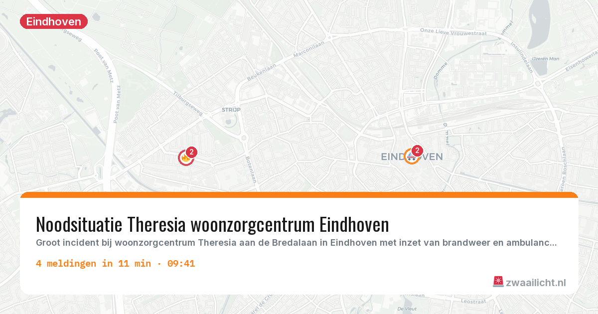 Kaart van de activiteitspiek bij Eindhoven