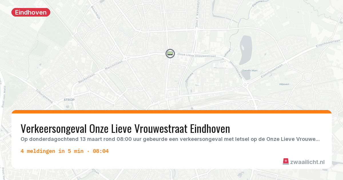 Kaart van de activiteitspiek bij Eindhoven