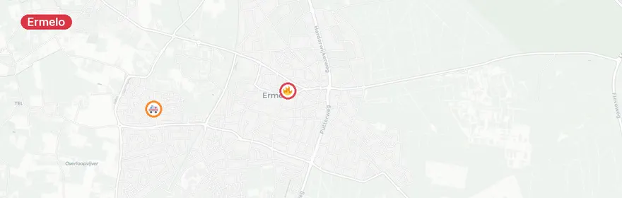 Kaart van Medisch incident Ermelo, meerdere ambulances