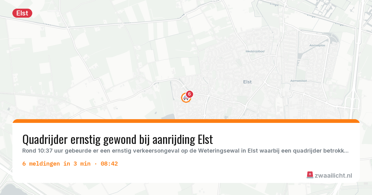 Kaart van de activiteitspiek bij Elst