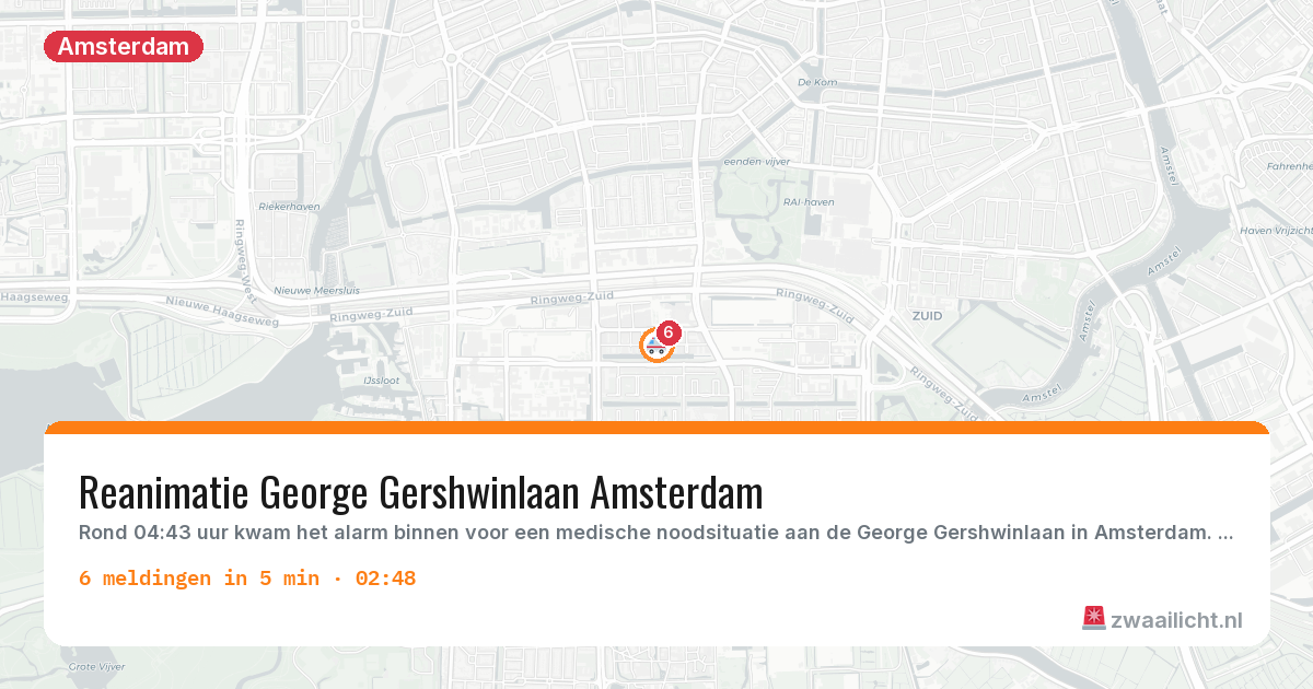Kaart van de activiteitspiek bij Amsterdam