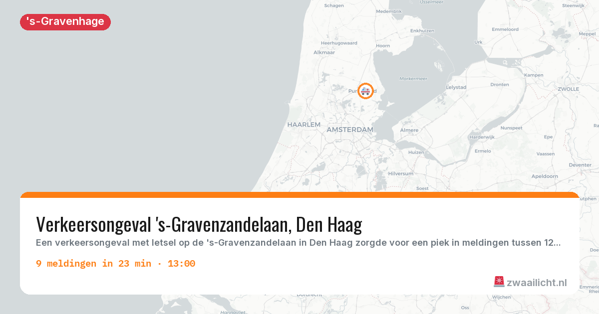 Kaart van de activiteitspiek bij 's-Gravenhage