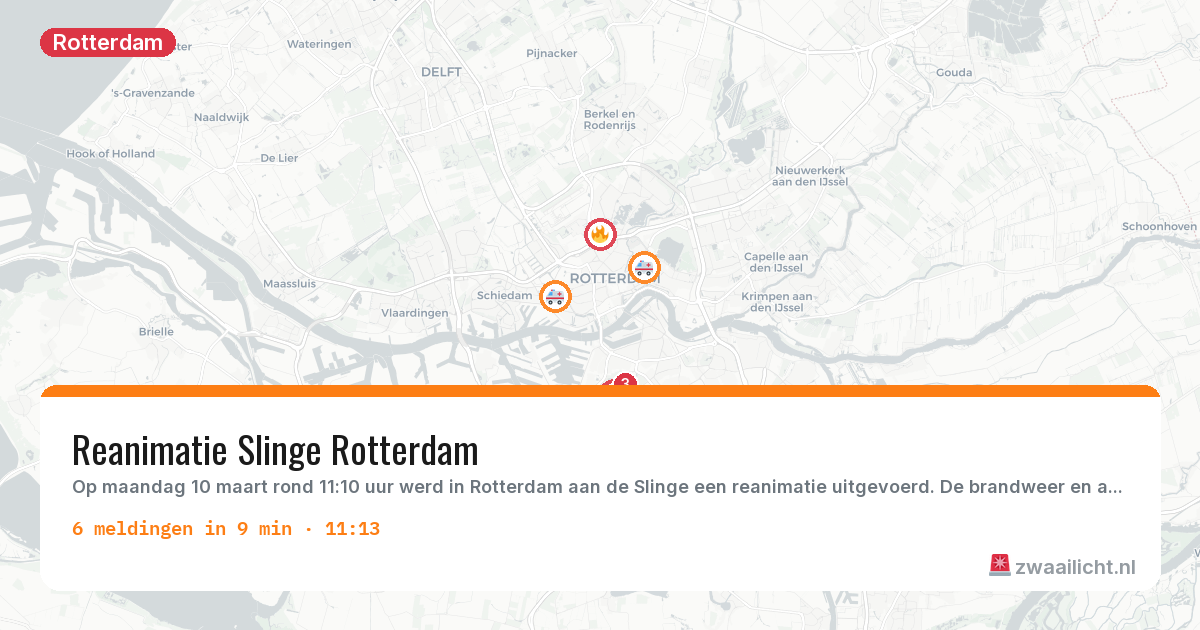 Kaart van de activiteitspiek bij Rotterdam