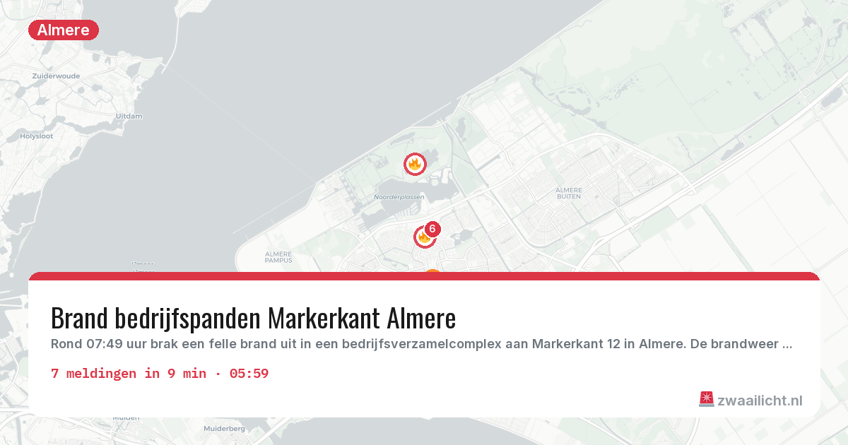 Kaart van de activiteitspiek bij Almere