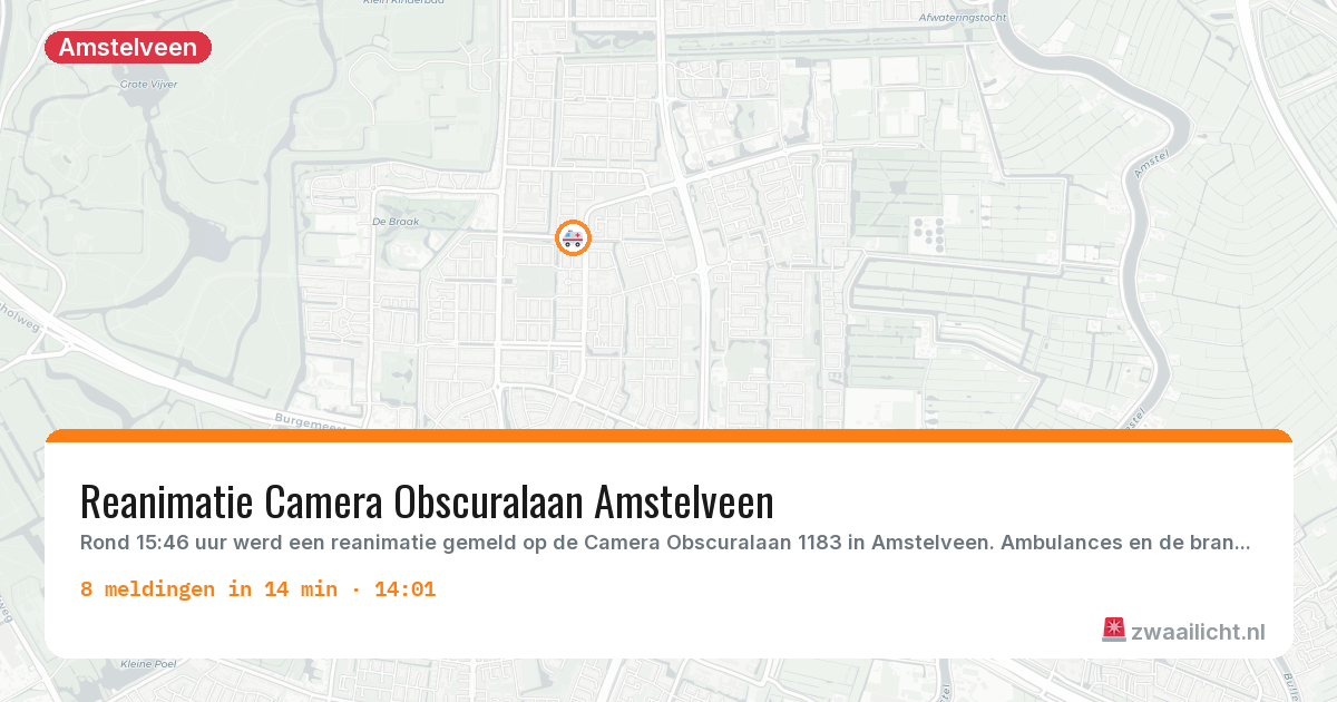 Kaart van de activiteitspiek bij Amstelveen